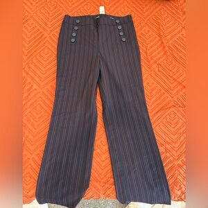 LOFT Navy and Red Striped Trousers